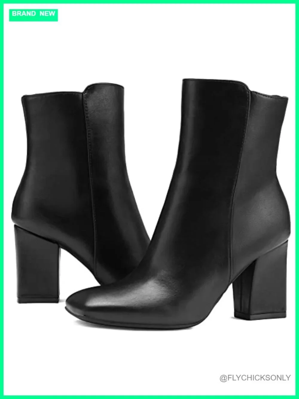 Women's Ankle Boots Square Toe Side Zipper Chunky Block Heel Short Booties